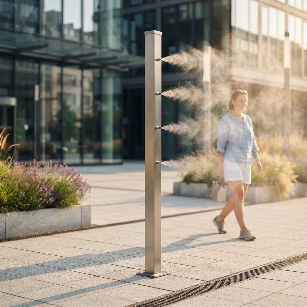 LINEA s hranatým jeklovým profilem 70×70 mm na moderním náměstí